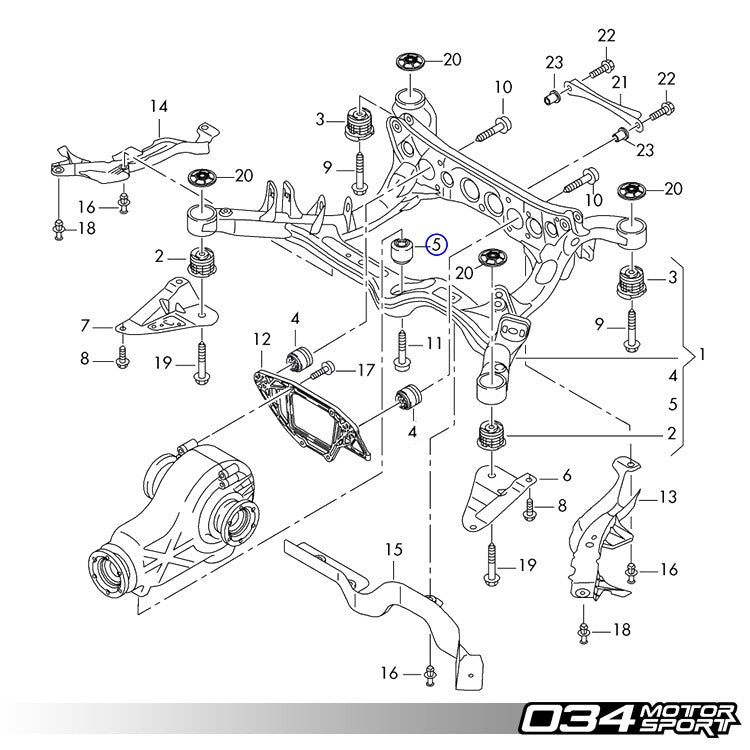 034Motorsport Billet Aluminum Rear Differential Mount Upgrade, B8 Audi A4/S4/RS4, A5/S5/RS5, Q5/SQ5 & C7 Aud - image 2