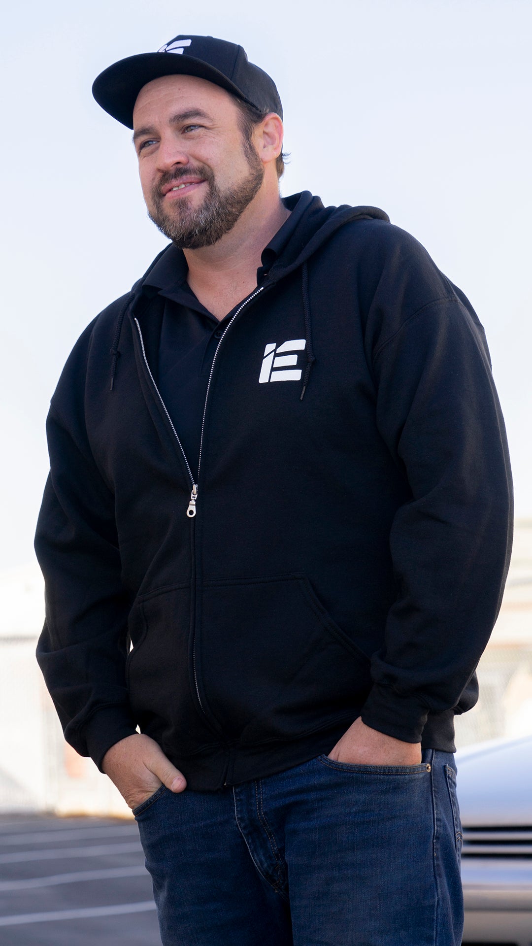 IE Full Zip Logo Hoodie in Black - image 2